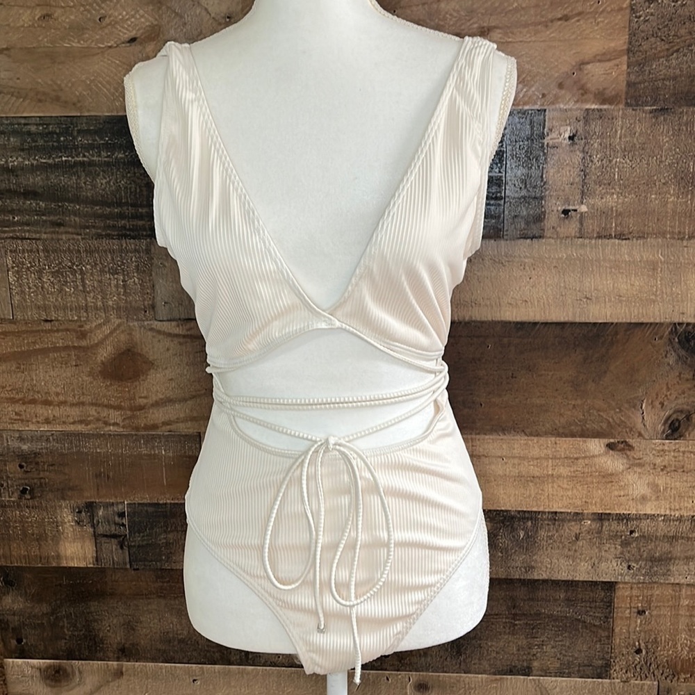 South Beach White One Piece Size 12 with Long Ties